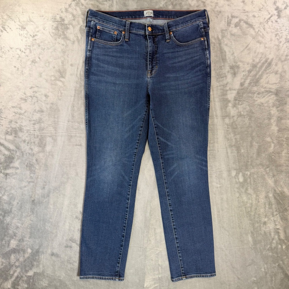 J‎ Crew Vintage Straight Jeans Women's Size 32T Blue Dark Wash Denim